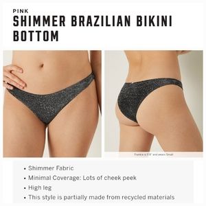 Victoria's secret pink black shimmer Brazilian bikini bottom SMALL